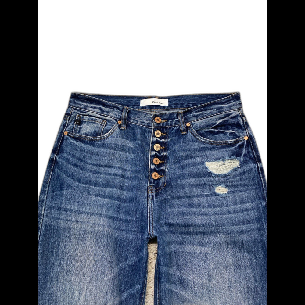 Kancan 90s High-Rise Baggy Straight Wide Leg Distressed Size 9/28 Long Jeans - Picture 2 of 7